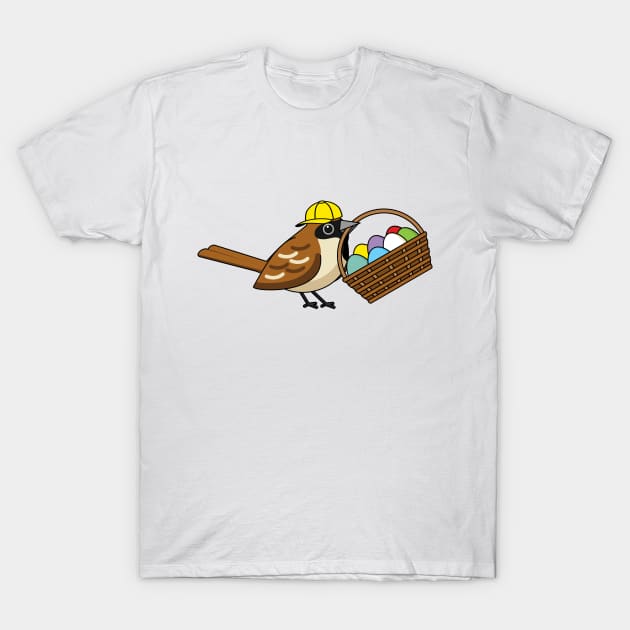 Funny Cute Bird with Colorful Eggs Basket T-Shirt by BirdAtWork